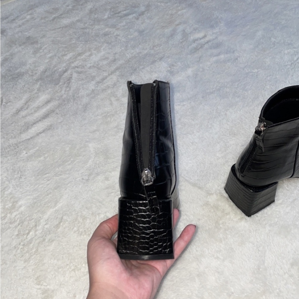 Faux Leather Croc Ankle Boots - Picture 5 of 12